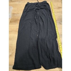 Zury 100% Cotton Gauze Pants Black WideLeg Boho Smocked Waist FREE SIZE RN...